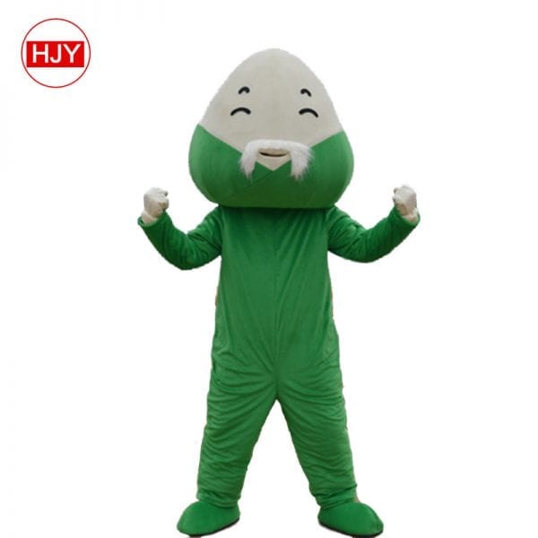 The cute cartoon character egg mascot dressed