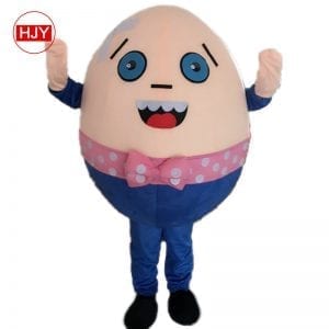 The cute cartoon character egg mascot dressed